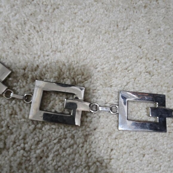 Vintage Y2K Silver Rectangle Metallic Chain Chunky Belt - Picture 10 of 11